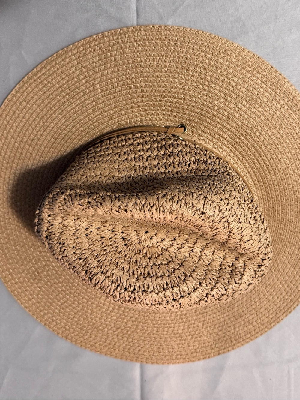 Capelli of New York Natural Beige Woven Straw Hat with Suede Band
